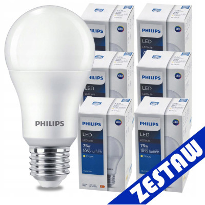 SADA 6 KS LED žárovek PHILIPS E27 10W 1055lm - teplá bílá
