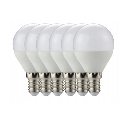 Sada 6 LED žárovek E14 7W G45 600lm 4500K - neutrální bílá