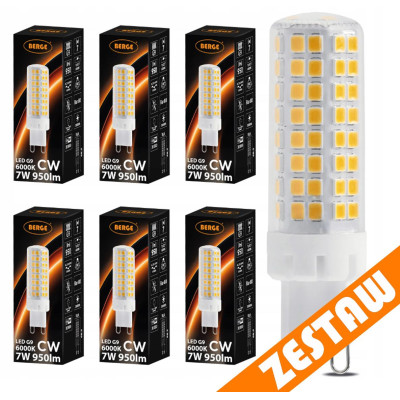 SADA 6 x LED žárovka G9 7W 950lm 6000K - studená bílá