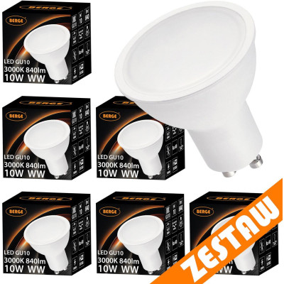 Sada 6x GU10 10W LED žárovek - teplá bílá