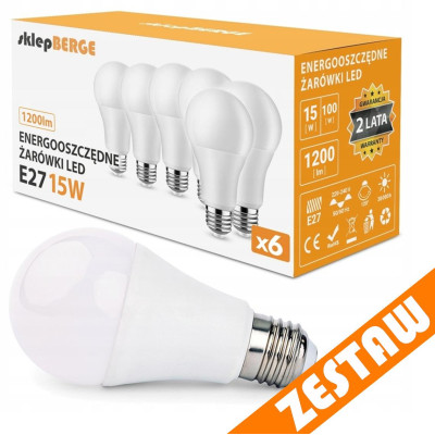 SADA 6x LED žárovek E27 A60 15W 1200lm 3000K - teplá biela
