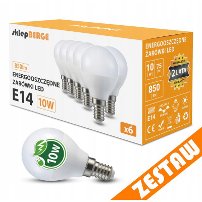 SADA 6x LED žárovka E14 G45 10W 830lm - teplá bílá