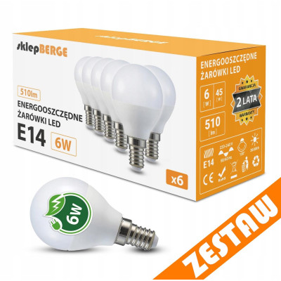 SADA 6x LED žárovka E14 G45 7W 590lm - teplá bílá