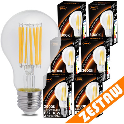 SADA 6x LED žárovka E27 18W 1980lm 3000K - teplá bílá