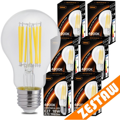 SADA 6x LED žárovka E27 18W 1980lm 4000K - neutrální bílá