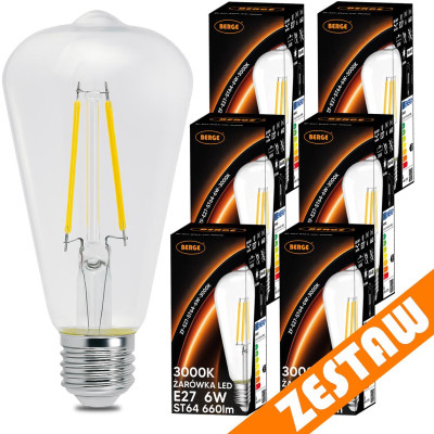 SADA 6x LED žárovka E27 8W 880lm 3000K - teplá bílá