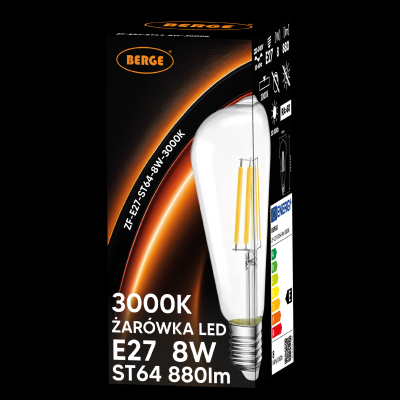 SADA 6x LED žárovka E27 ST64 6W 660lm Filament 3000K - teplá bílá