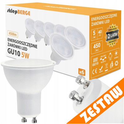 SADA 6x LED žárovka GU10 5W 450lm - neutrální bílá