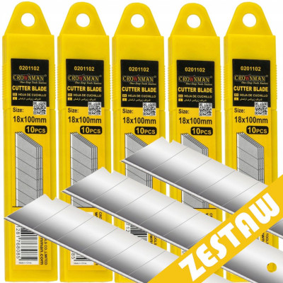 Sada čepelí nožů - Náhradní čepele, odlamovací, 18 mm, 50 ks, s vložkami