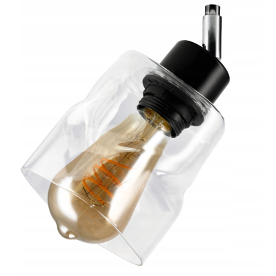 Skleněné stínidlo pro stropní lampu na stůl, rolované čtvercové, průhledné