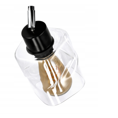 Skleněné stínidlo pro stropní lampu na stůl, rolované čtvercové, průhledné