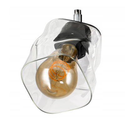 Skleněné stínidlo pro stropní lampu na stůl, rolované čtvercové, průhledné