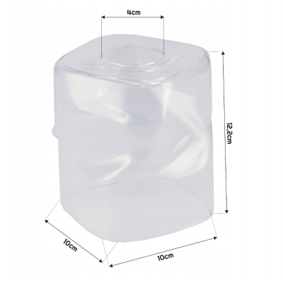 Skleněné stínidlo pro stropní lampu na stůl, rolované čtvercové, průhledné