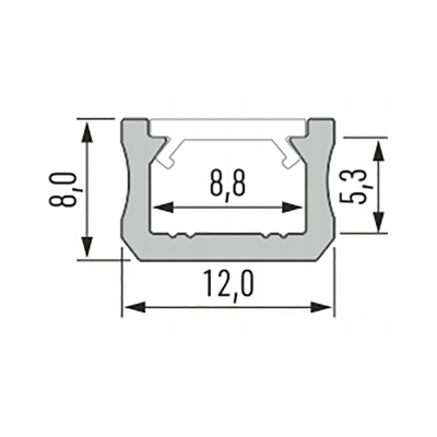 Stínidlo pro LED profil typu X, průhledné, 2m, průhledný kryt Lumines