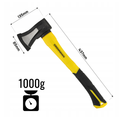 Štípací sekera na dřevo 1000g 45cm silná hlava z uhlíkové oceli