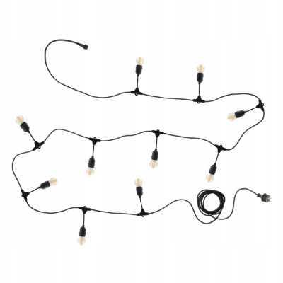 ZAHRADNÍ SVĚTELNÝ ŘETĚZ 10M 10xE27 Sada s LED žárovkami IP44