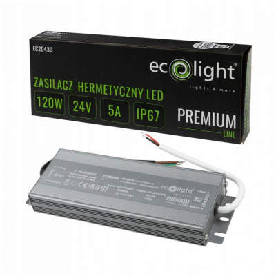 24V LED napájecí zdroj hermetický 120W 5A vodotěsný transformátor PREMIUM