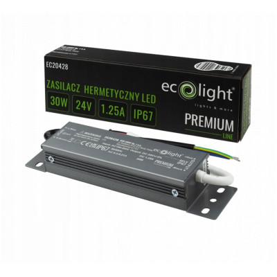 24V LED napájecí zdroj hermetický 30W 1,25A vodotěsný transformátor PREMIUM