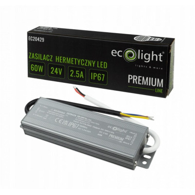 24V LED napájecí zdroj hermetický 60W 2,5A vodotěsný transformátor PREMIUM