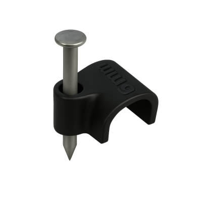 Držáky kabelů pro kabelové girlandy s 6mm hřebíky, 100 kusů, černé