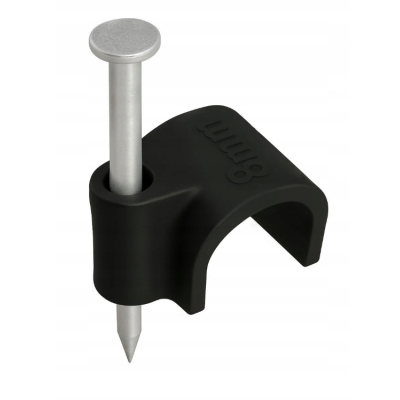 Držáky kabelů pro kabelové girlandy s 8mm hřebíky, 100 kusů, černé