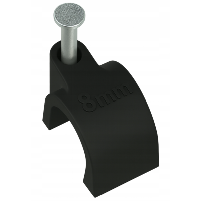 Držáky kabelů pro kabelové girlandy s 8mm hřebíky, 100 kusů, černé