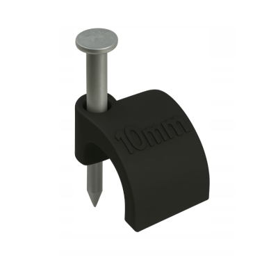 Držáky kabelů pro kabelové girlandy s hřebíkem 10 mm, 100 kusů, černé