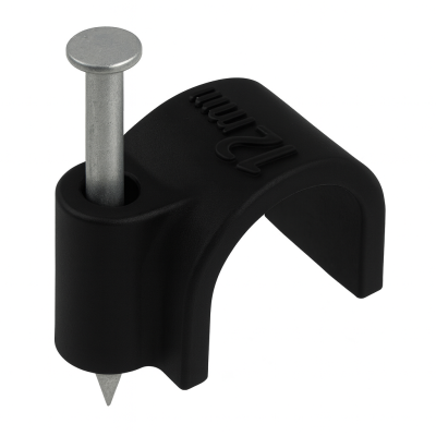 Držáky kabelů pro kabelové girlandy s hřebíky 12 mm, 100 kusů, černé