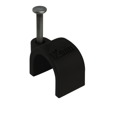 Držáky kabelů pro kabelové girlandy s hřebíky 12 mm, 100 kusů, černé