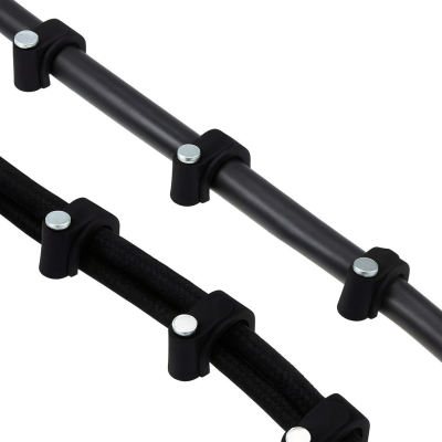 Držáky kabelů pro kabelové girlandy s hřebíky 12 mm, 100 kusů, černé