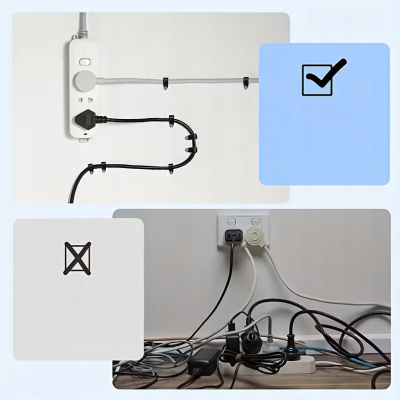 Držáky kabelů pro kabelové girlandy s hřebíky 4 mm, 100 kusů, černé