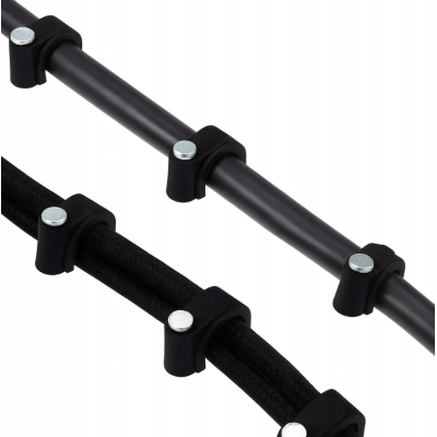 Držáky kabelů pro kabelové girlandy s hřebíky 4 mm, 100 kusů, černé