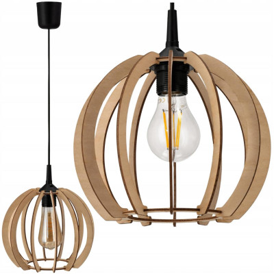 DŘEVĚNÁ STROPNÍ ZÁVĚSNÁ LAMPA 1xE27 LED + KLIP Vysoce kvalitní