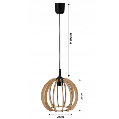 DŘEVĚNÁ STROPNÍ ZÁVĚSNÁ LAMPA 1xE27 LED + KLIP Vysoce kvalitní