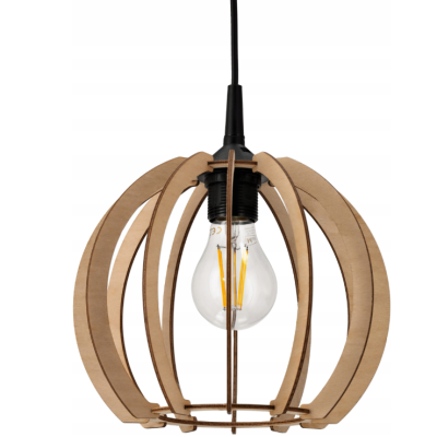 DŘEVĚNÁ STROPNÍ ZÁVĚSNÁ LAMPA 1xE27 LED + KLIP Vysoce kvalitní