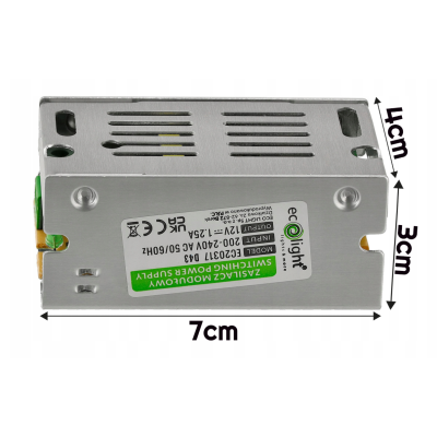 LED napájecí zdroj SLIM 15W 12V IP20 220-240V AC IP20 pro LED pásky