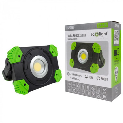 LED reflektor 10W 5000K přenosný - dobíjecí