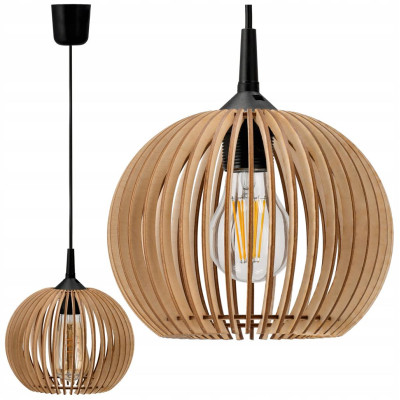 LED STROPNÍ ZÁVĚSNÉ SVÍTIDLO, DŘEVĚNÉ, 1xE27 + KLIP PRO SNADNOU MONTÁŽ