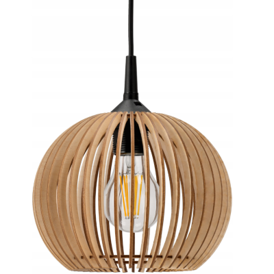 LED STROPNÍ ZÁVĚSNÉ SVÍTIDLO, DŘEVĚNÉ, 1xE27 + KLIP PRO SNADNOU MONTÁŽ