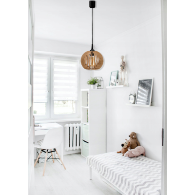 LED STROPNÍ ZÁVĚSNÉ SVÍTIDLO, DŘEVĚNÉ, 1xE27 + KLIP PRO SNADNOU MONTÁŽ