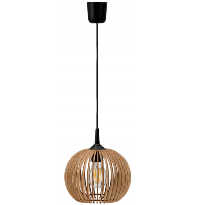 LED STROPNÍ ZÁVĚSNÉ SVÍTIDLO, DŘEVĚNÉ, 1xE27 + KLIP PRO SNADNOU MONTÁŽ