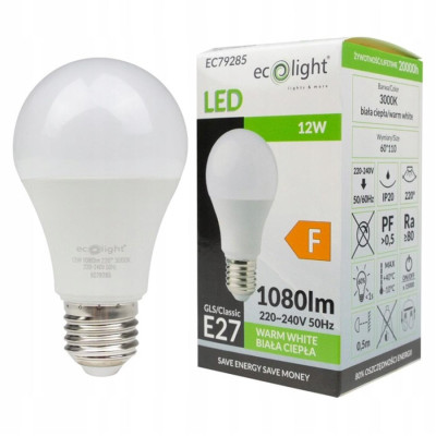LED žárovka E27 12W 1080lm 3000K teplá bílá světla WW Eco Light