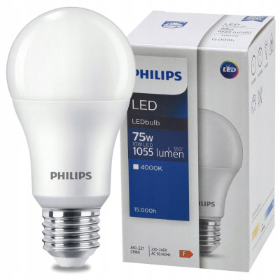 LED žárovka E27 PHILIPS 10W 1055lm Neutrální barva 4000K LEDBulb A60