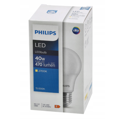 LED žárovka E27 PHILIPS 4,9W 470lm - teplá bílá