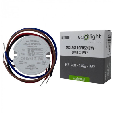 Napájecí zdroj pro LED 24V 45W IP67 pro krabici FI60 50x22 1,87A