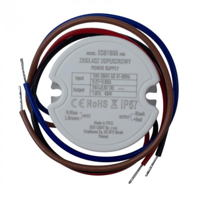 Napájecí zdroj pro LED 24V 45W IP67 pro krabici FI60 50x22 1,87A