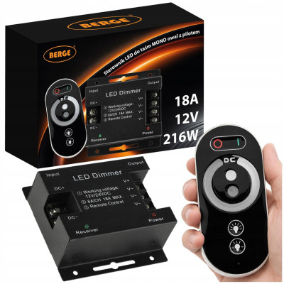 LED stmívač s dálkovým ovládáním pro pásky 18A 216W 12V 24V dotykový mono