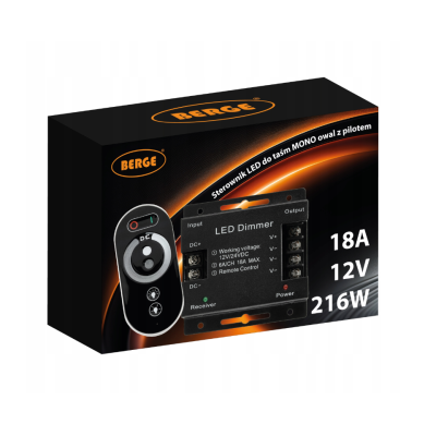 LED stmívač s dálkovým ovládáním pro pásky 18A 216W 12V 24V dotykový mono