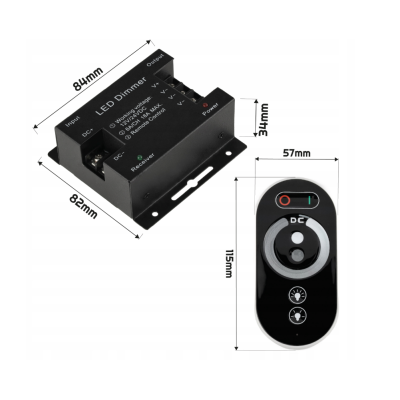 LED stmívač s dálkovým ovládáním pro pásky 18A 216W 12V 24V dotykový mono