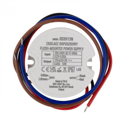 Napájecí zdroj FI60 10W 12V IP67 pro LED pásky - voděodolný IP67